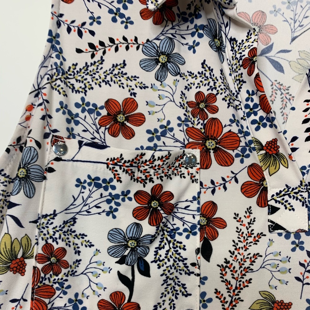 Jones New York Floral Sleeveless Button Blouse Tank Top Large - Picture 2 of 4